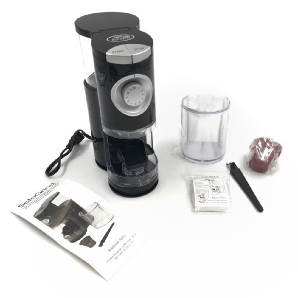 Solofill SoloGrind 2-in-1 Automatic Single Serve Coffee Burr Grinder Black